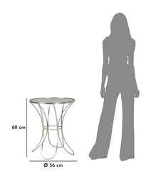 Table ronde Trixy Métal Argenté plateau Verre Trempé