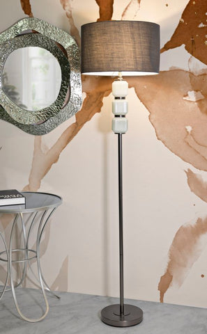 Lámpara de pie Bright One Vidrio Blanco y Terciopelo Gris