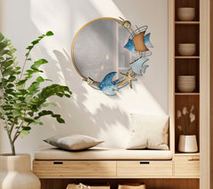 Miroir mural poissons décoratif