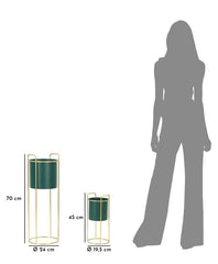 Support de vase ensemble 2 pcs Vert base Dorée