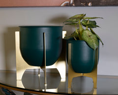 Porte-vase Green Shet ensemble 2 pcs métal doré et vert