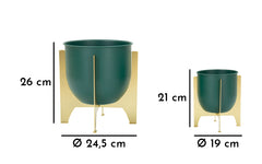 Porte-vase Green Shet ensemble 2 pcs métal doré et vert