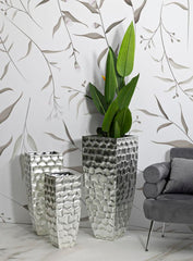 Support Vase Argy en Métal Argenté décorations en Relief Set de 3