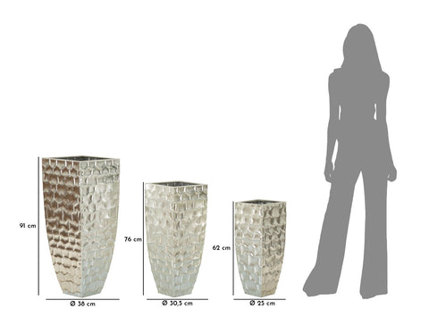 Support Vase Argy en Métal Argenté décorations en Relief Set de 3