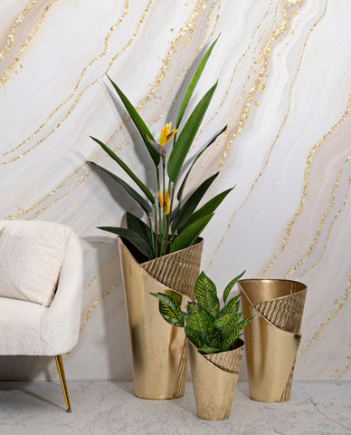 Ensemble de 3 Vases dorés