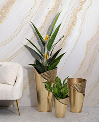 Ensemble de 3 Vases dorés