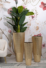 Ensemble de 3 vases géométriques en or