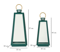 Ensemble de lanternes vertes avec poignée dorée