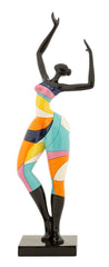 Sculpture Danseuse Rubic finition multicolore socle noir