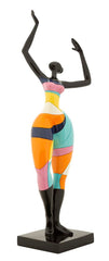 Sculpture Danseuse Rubic finition multicolore socle noir