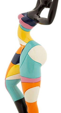 Escultura Bailarina Rubic acabado multicolor base negra