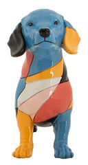 Sculpture chien teckel animée couleurs vives