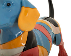 Sculpture chien teckel animée couleurs vives