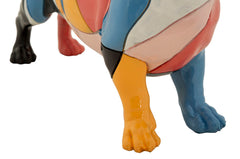 Sculpture chien teckel animée couleurs vives