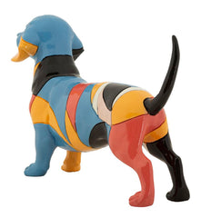 Sculpture chien teckel animée couleurs vives