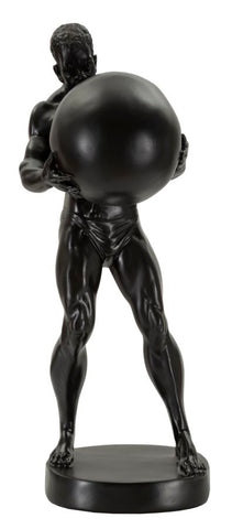 Statue homme athlétique portant un ballon finition noire