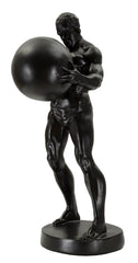 Statue homme athlétique portant un ballon finition noire