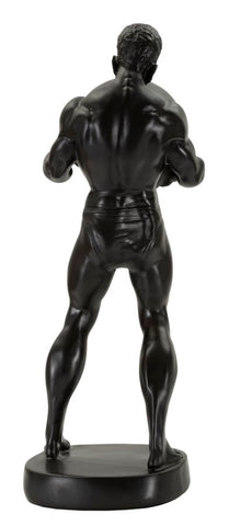 Statue homme athlétique portant un ballon finition noire