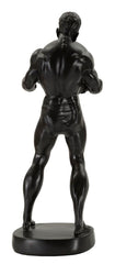 Statue homme athlétique portant un ballon finition noire