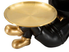 Statuette chien avec plateau doré et pieds Noir