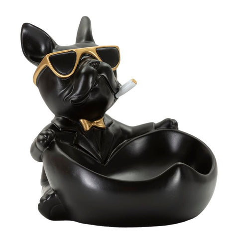 Statuette chien avec porte-objet Noir doré