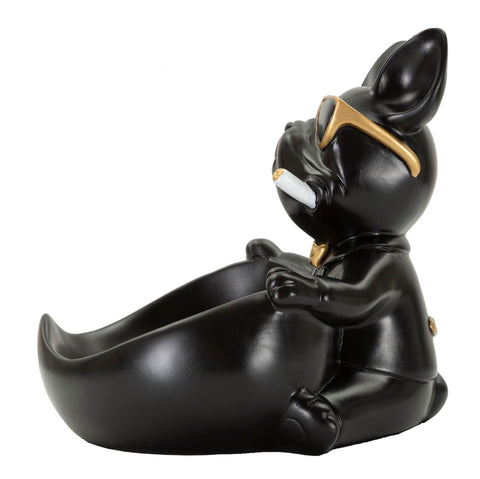 Statuette chien avec porte-objet Noir doré