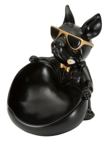 Statuette chien avec porte-objet Noir doré