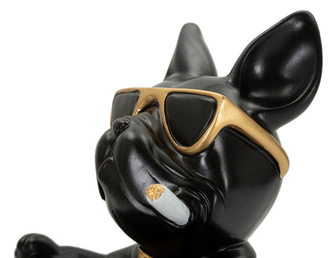 Statuette chien avec porte-objet Noir doré