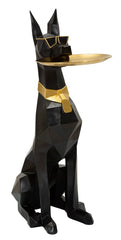 Statue de chien Pitbull Ory avec plateau doré