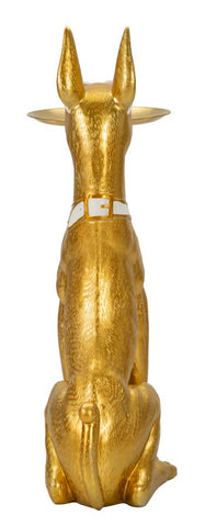 Statue de chien Pitbull dorée avec plateau