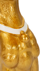 Statue chien pitbull dorée plateau porte-objets