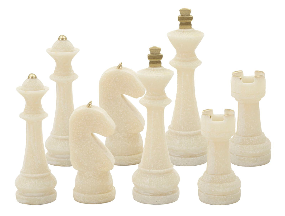 Ensemble d'échecs Quarzy en tons clairs avec détails dorés
