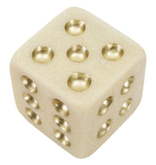 Dé de jeu en matière claire avec points dorés