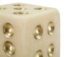 Dé de jeu en matière claire avec points dorés