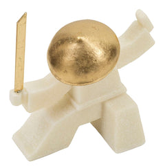 Statue de samouraï en résine beige détails dorés