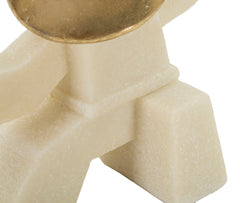 Statue de samouraï en résine beige détails dorés