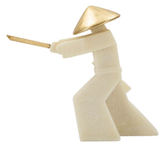 Statue de samouraï en Quarzy chapeau doré et épée