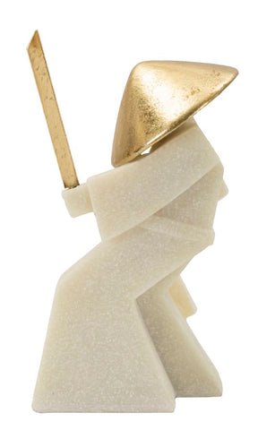 Statue de samouraï Quarzy chapeau doré et épée