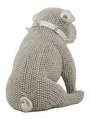 Statue Bouledogue Assis Diamants et Collier Argent