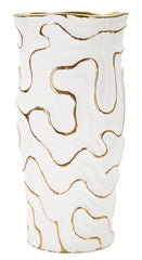Vase en céramique blanche avec lignes dorées