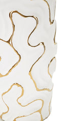 Vase en céramique blanche lignes dorées