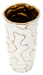 Vase en céramique blanche lignes dorées