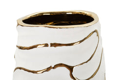 Vase céramique blanche avec lignes dorées