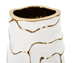 Vase céramique blanche lignes dorées