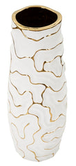 Vase céramique blanche lignes dorées