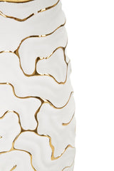 Vase céramique blanche lignes dorées