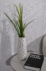 Vase céramique blanche lignes dorées