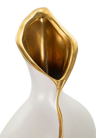 Jarrón sinuoso con detalle dorado