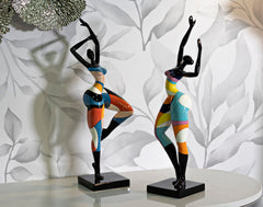 Sculpture Danseuse Rubic finition multicolore socle noir
