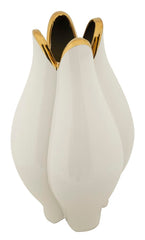 Vase en céramique blanche finitions dorées